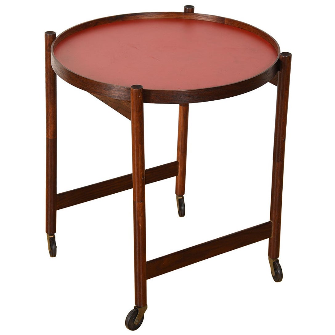Danish Rosewood Collapsable Frame Fliptop Accent Table For Sale