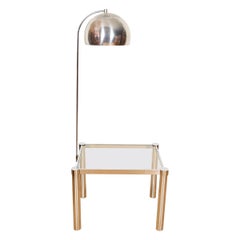 Retro Rare Laurel Midcentury Chrome Arc Lamp-Table with Glass Top