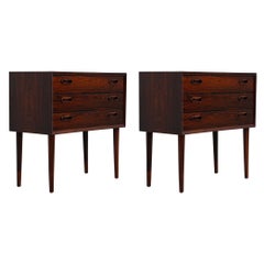 Vintage Pair of Petite Danish Rosewood 3 Drawer Nightstands /End-Tables