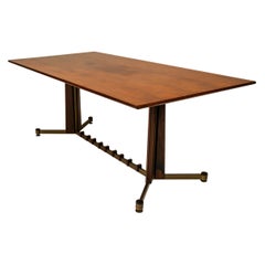 Dining Table in Mahogany, Rosewood and Brushed Brass, Italy, 1960s