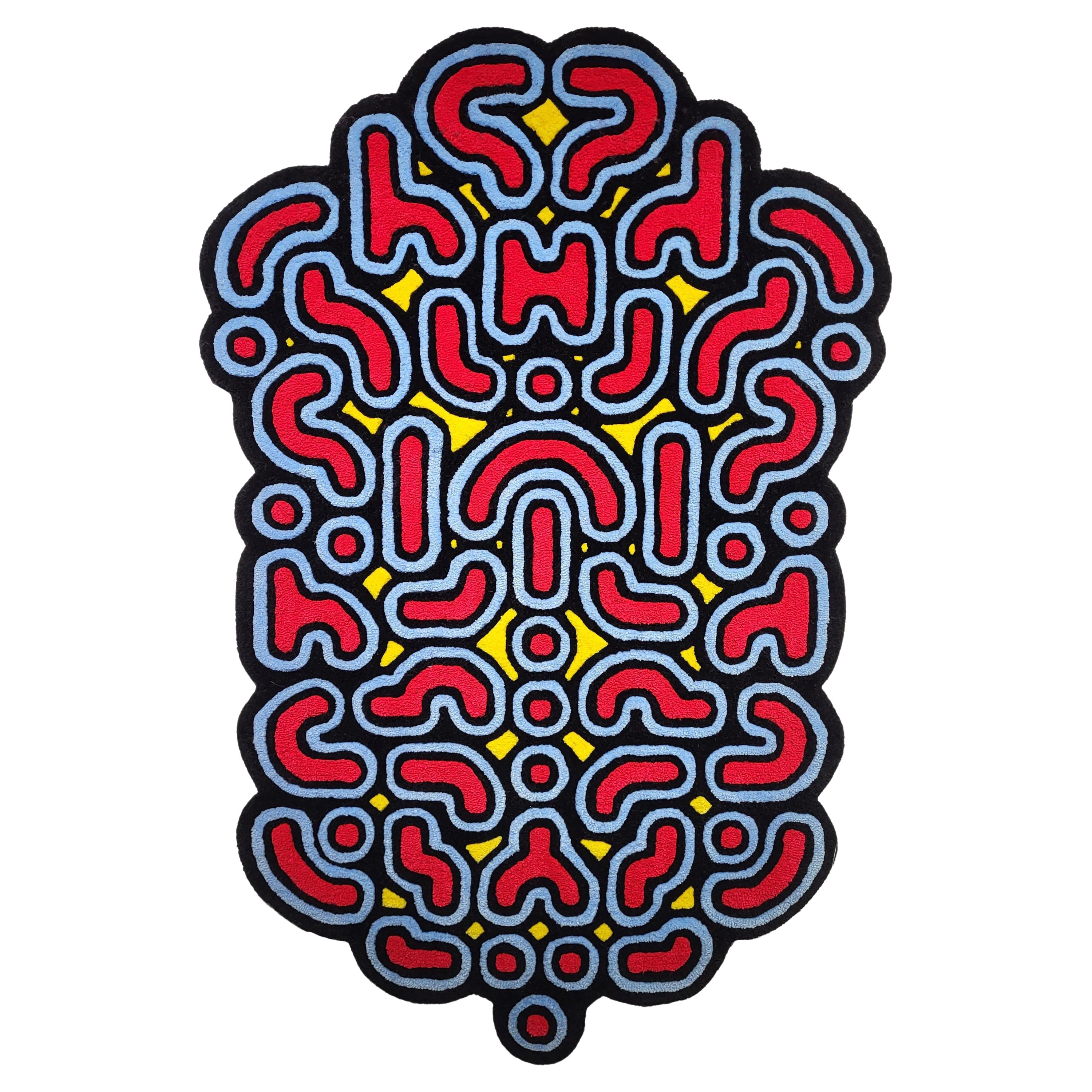 Tapisserie murale tapisserie rouge couleur primaire géométrique tribal Arcade Ecco 1 Las Animas en vente