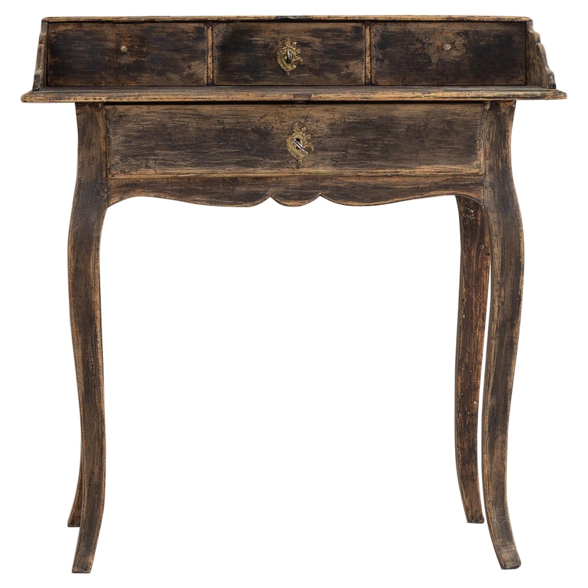 18th C. Swedish Rococo Period Writing Desk in Original Paint For Sale