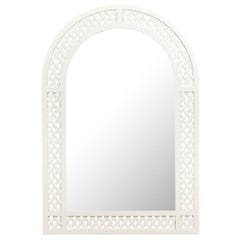 White lacquer Arched Lattice Mirror