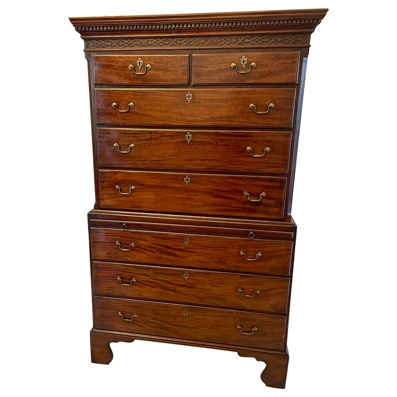 Antique George III Mahogany Chest on Chest For Sale