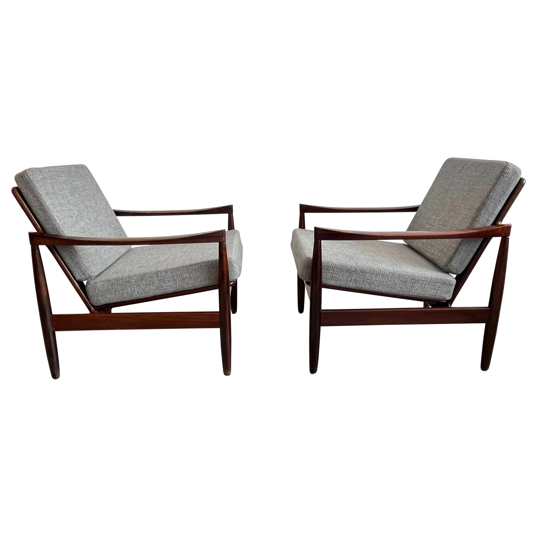 Brazilian Rosewood Pair of Easy Chairs by Skive Møbelfabrik, Denmark, ca. 1950s