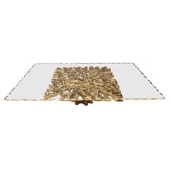 Rizo Vivre Centre Table Sculpted in Brass and Artisanal Glass
