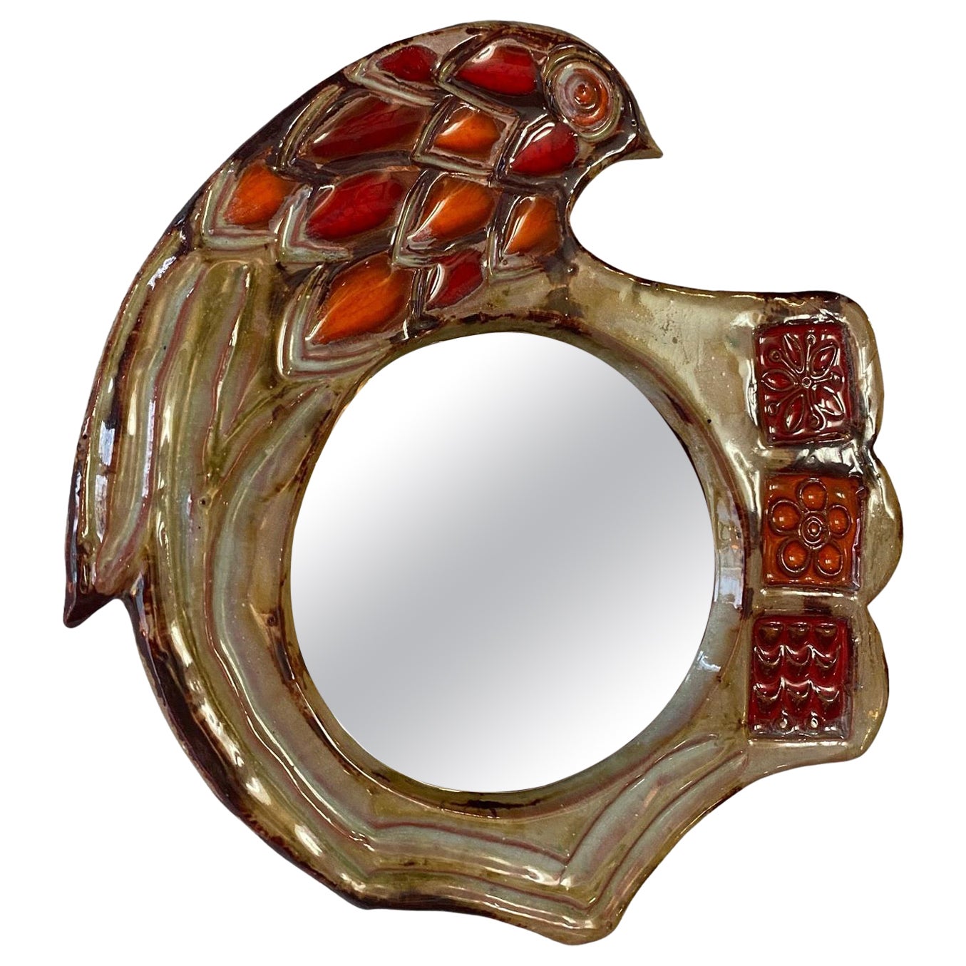 Ceramic Mirror by Henri Siffre, France, 1970s For Sale