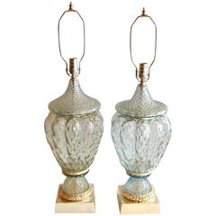 Pair of Large Murano Glass Table Lamps 12