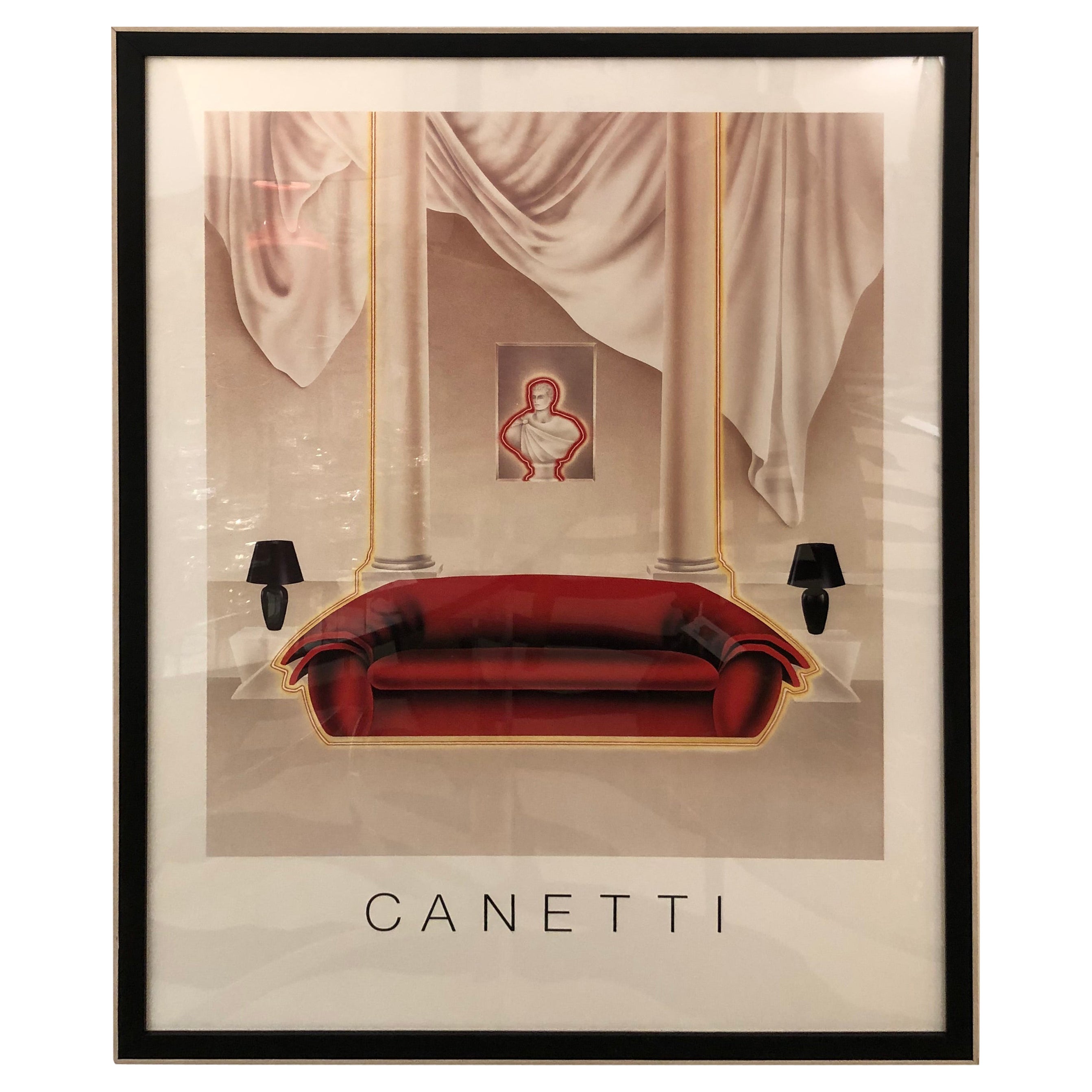 Sophisticated Graphic Poster of Stylish Interior by Canetti For Sale