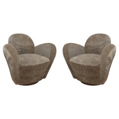 Pair of Swivel Armchairs in Sheep Skin by Michael Wolk "Miami Chair" c.1997