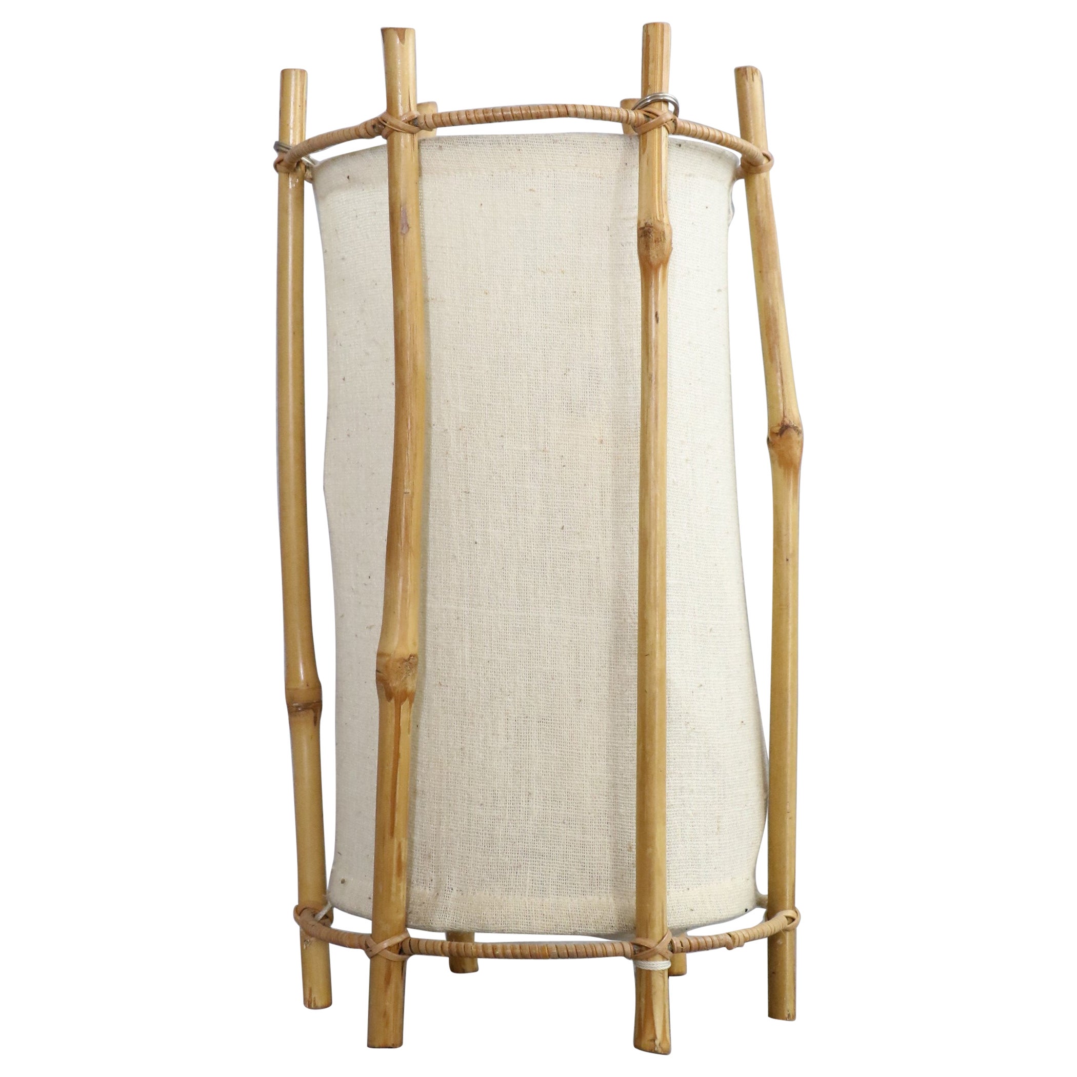 Louis Sognot Bamboo and Rattan Lamp "Mid-Century Modern" 1960, France For Sale