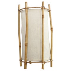 Louis Sognot Bamboo and Rattan Lamp "Mid-Century Modern" 1960, France