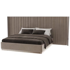 Saga 140 XL Italian Curved Bed in Nabuck Leather