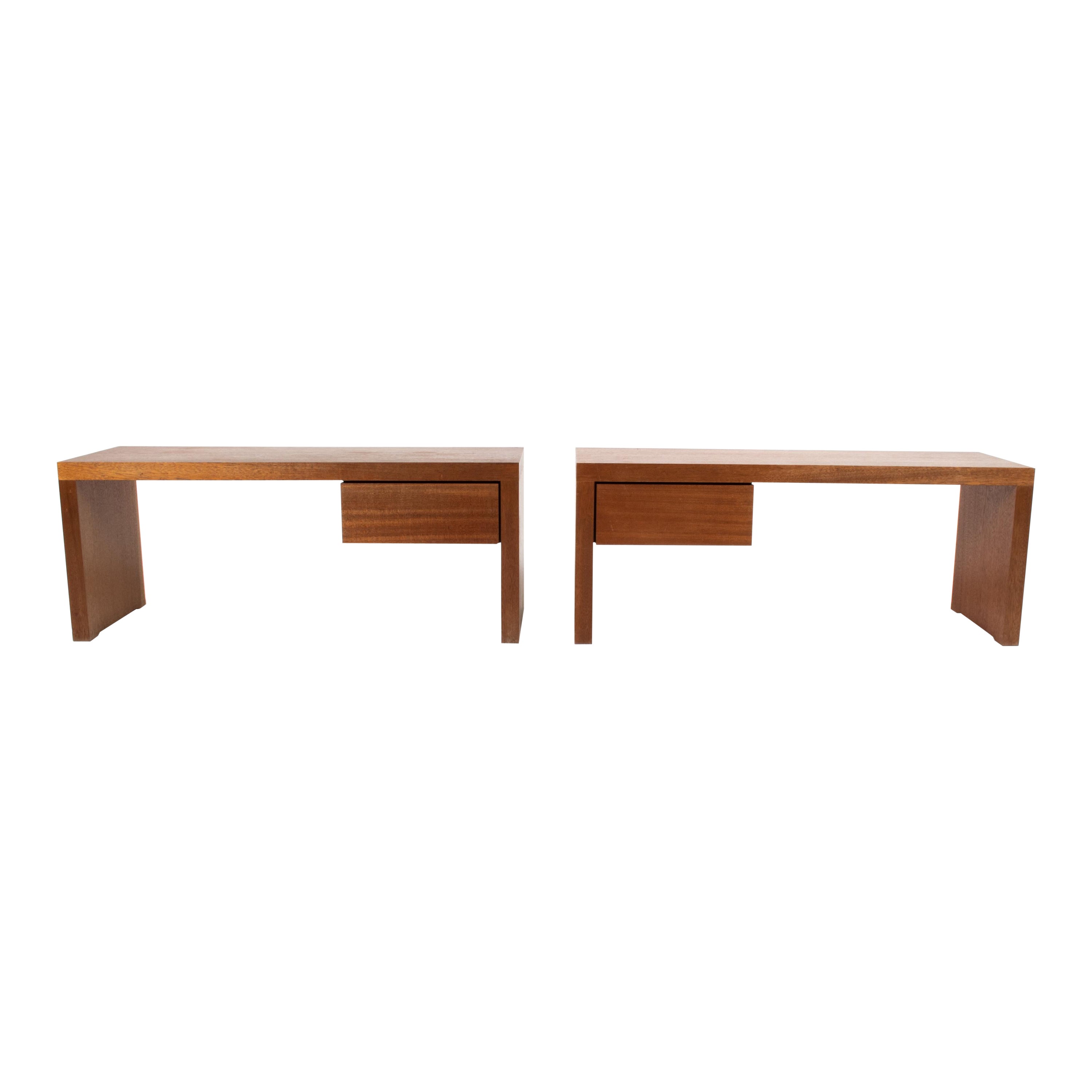 Pair of Mid-Century Modern Dovetailed Teak Nightstands or Benches For Sale