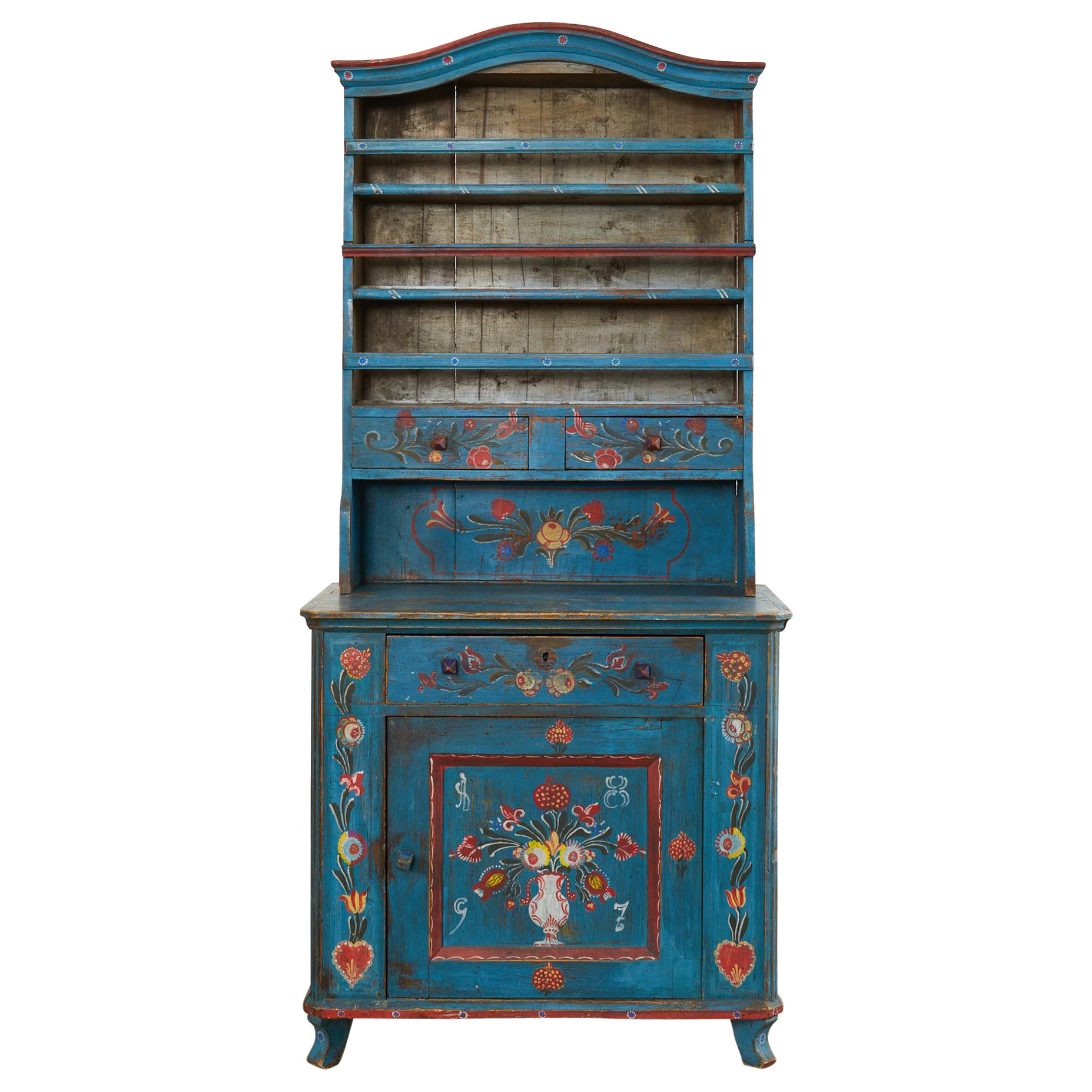 19th Century Country Swedish Painted Farmhouse Cabinet Cupboard