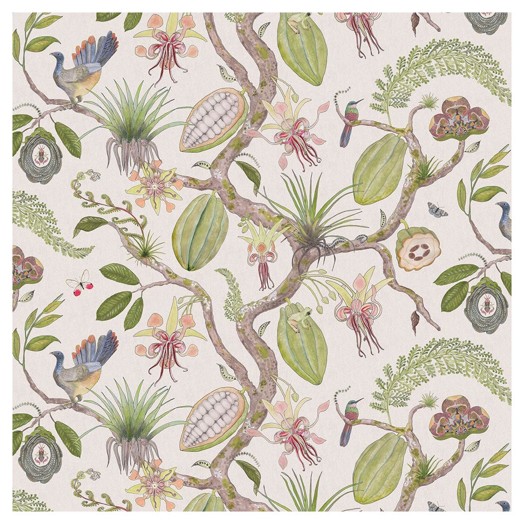 Theobroma Tree of Life Leaf on Flax Wallpaper