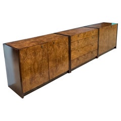 Trio of Retro Burled Wood Cabinets from Century Furniture