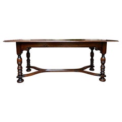 Antique French Farm Table Dining Library Desk Carved Oak Farmhouse