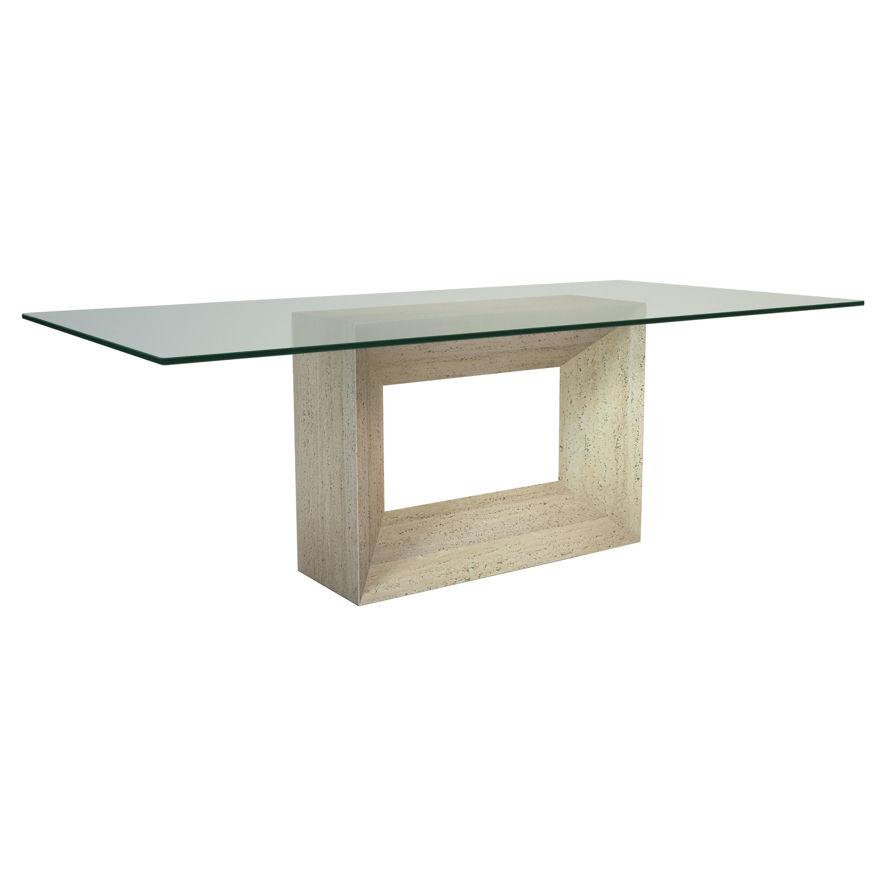 MYA Dining Table Travertine Marble Contemporary Design Joaquín Moll Meddel Spain For Sale