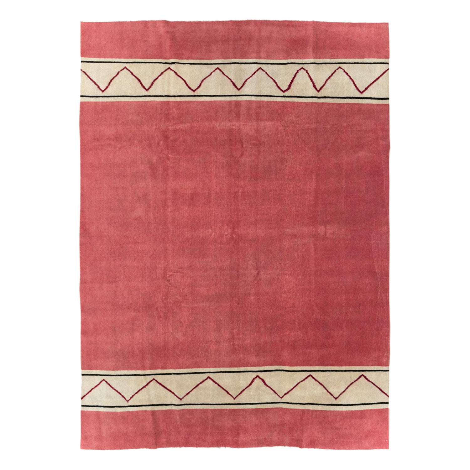 Handgefertigter türkischer Teppich im Art-déco-Stil aus der Mitte des 20. Jahrhunderts