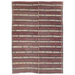 Mid-20th Century Handmade Turkish Flatweave Kilim Room Size Carpet