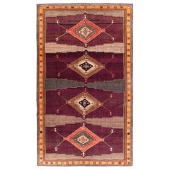 Mid-20th Century Handmade Turkish Tribal Long & Narrow Room Size Carpet