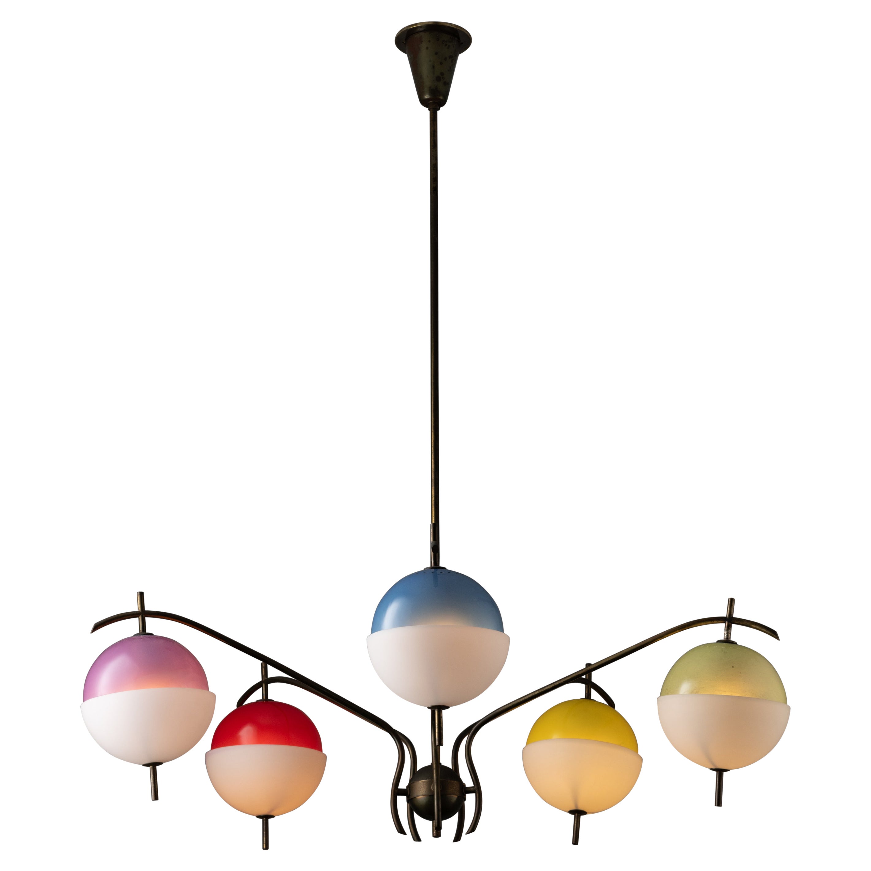 Rare Chandelier by Angelo Lelli for Arredoluce For Sale