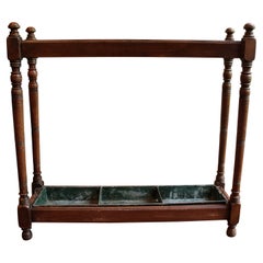 Turned Wood Stick Stand with Drip Tray, circa 1860s 