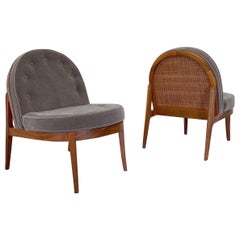 Mid-Century Modern Walnut Lounge Chairs, a Pair