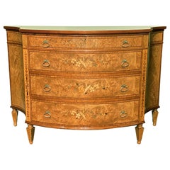 Joseph Gerte Foliate Inlaid Mahogany & Burl Veneered Ladies Chest or Credenza