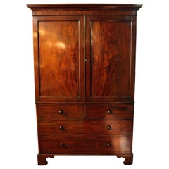 circa 1800 Mahogany Linen Press