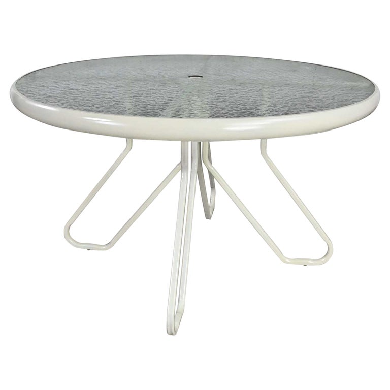 MCM Style Tropitone Outdoor Dining Table Pedestal Base Round Dimpled