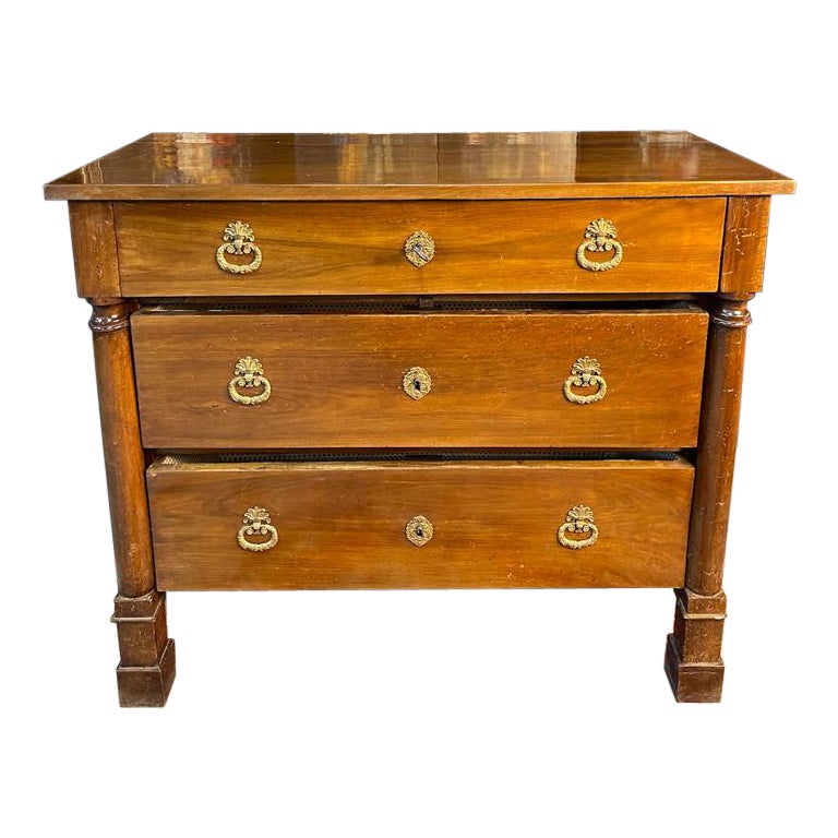 Empire Period Solid Walnut Chest of Drawers, circa 1810 For Sale