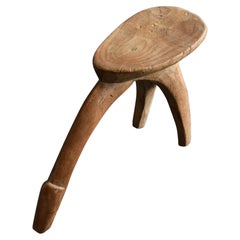 Tabouret bas africain Burkina Faso de la tribu Lobi/20ème siècle/Unique chaise