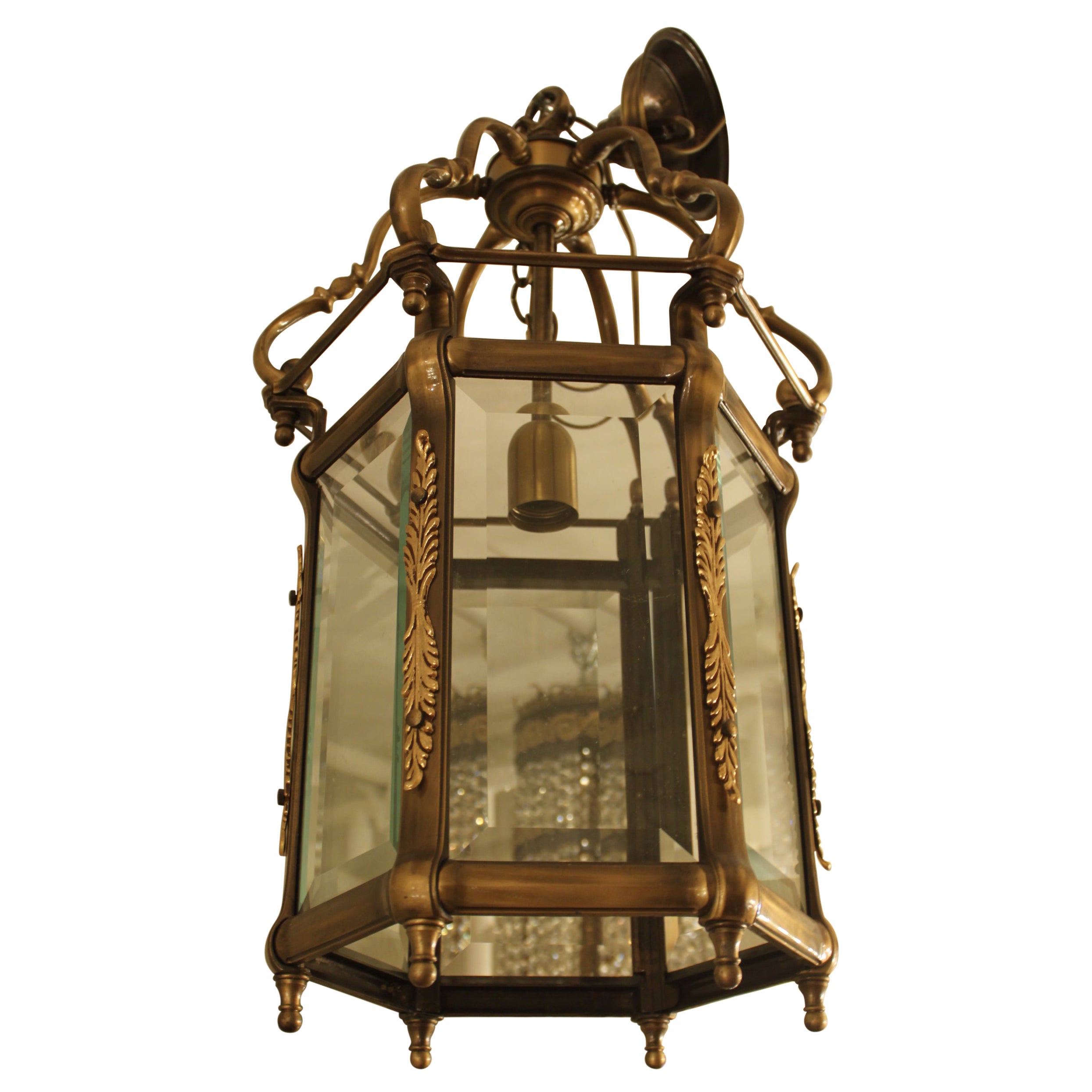 Beautiful Early 20th Century Brass Lantern For Sale