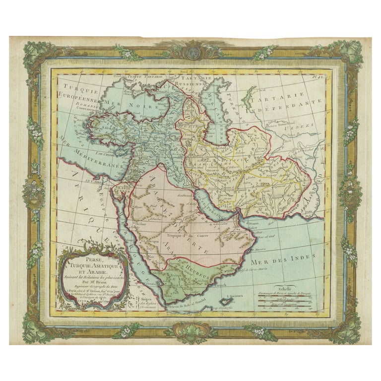 Antique Map of the Middle East with a large Arabia For Sale at 1stDibs