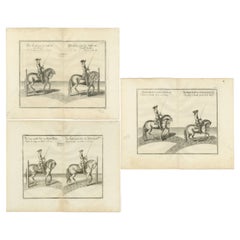 Set of 3 Antique Horse Riding Prints