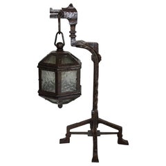 Austrian Art Deco Wrought Iron Dragon Lamp