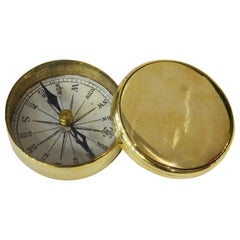 1870s Small Magnetic Brass Travel Compass Antique Measurement Instrument
