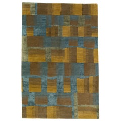 Modern Shakti Wool & Silk Tibetan Rug with Multicolor Abstract Design