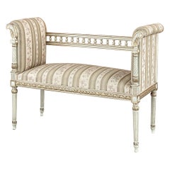 Banc peint Louis XVI néoclassique du 19ème siècle ~ Vanity Bench