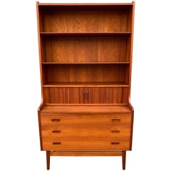 Danish Teak Secretary Bookcase by Johannes Sorth