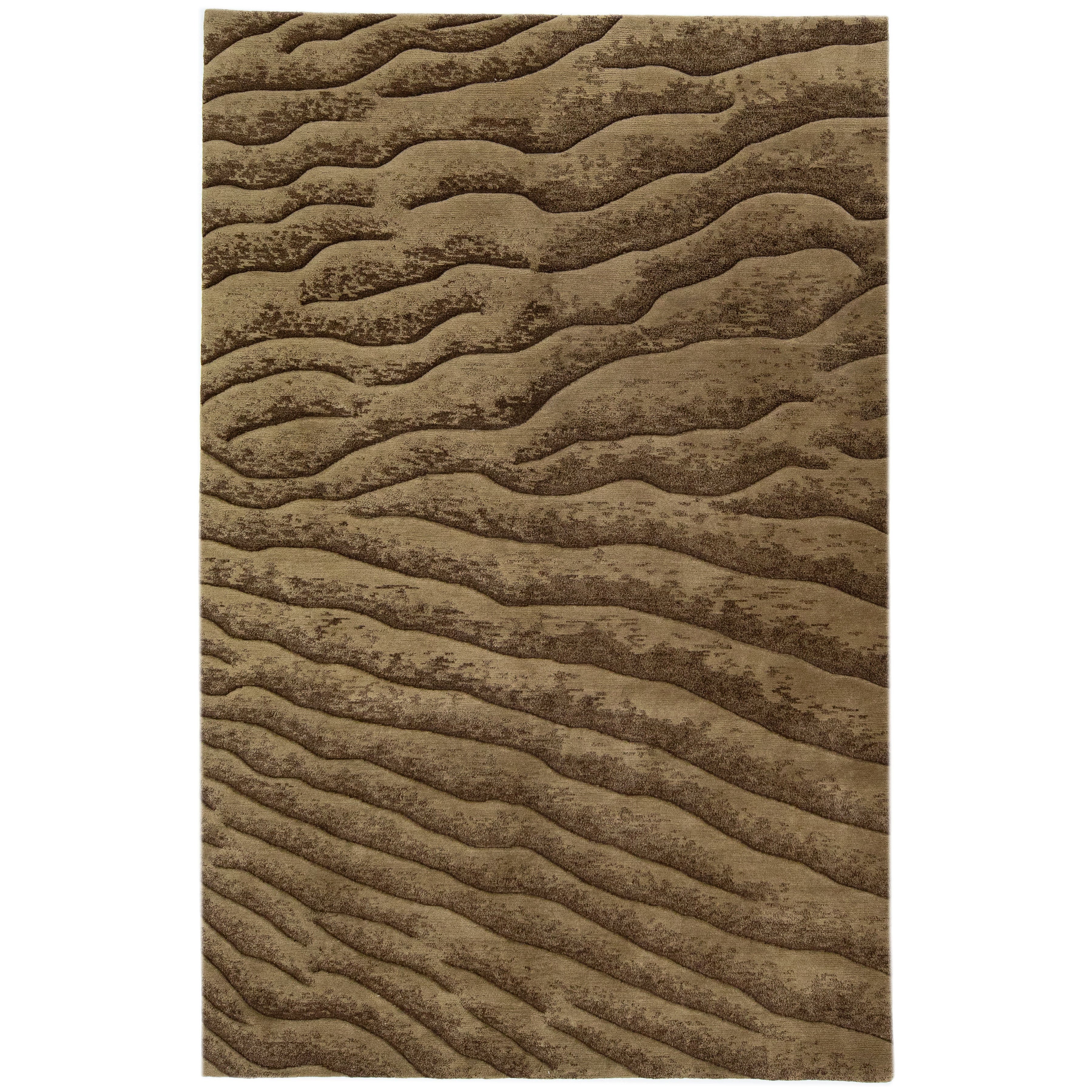 Brown Modern Indian Wool Rug Handmade with Abstract Motif For Sale