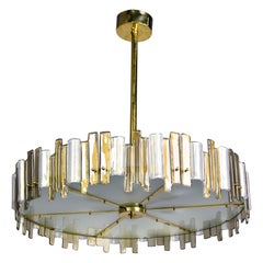 Italian Tambour Drum Light Fixture with Brass Frame