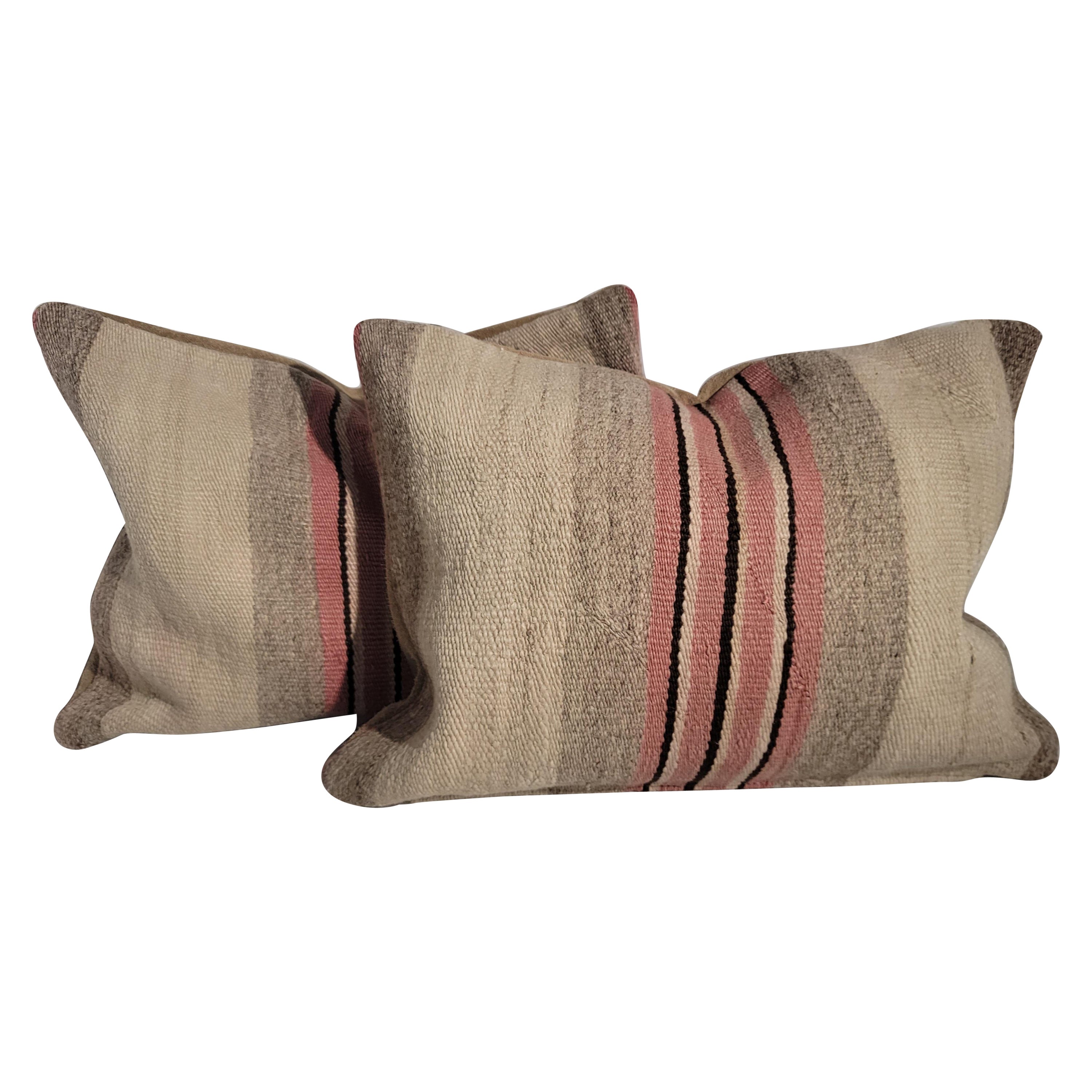19th Century Navajo Indian Weaving Pillows-Pair For Sale