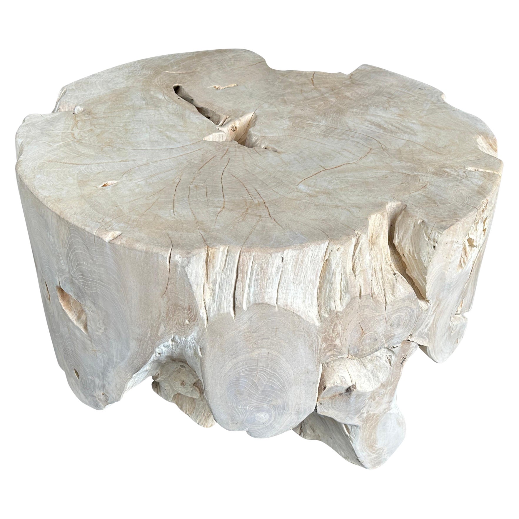 Table basse Andrianna Shamaris en bois de teck blanchi organique