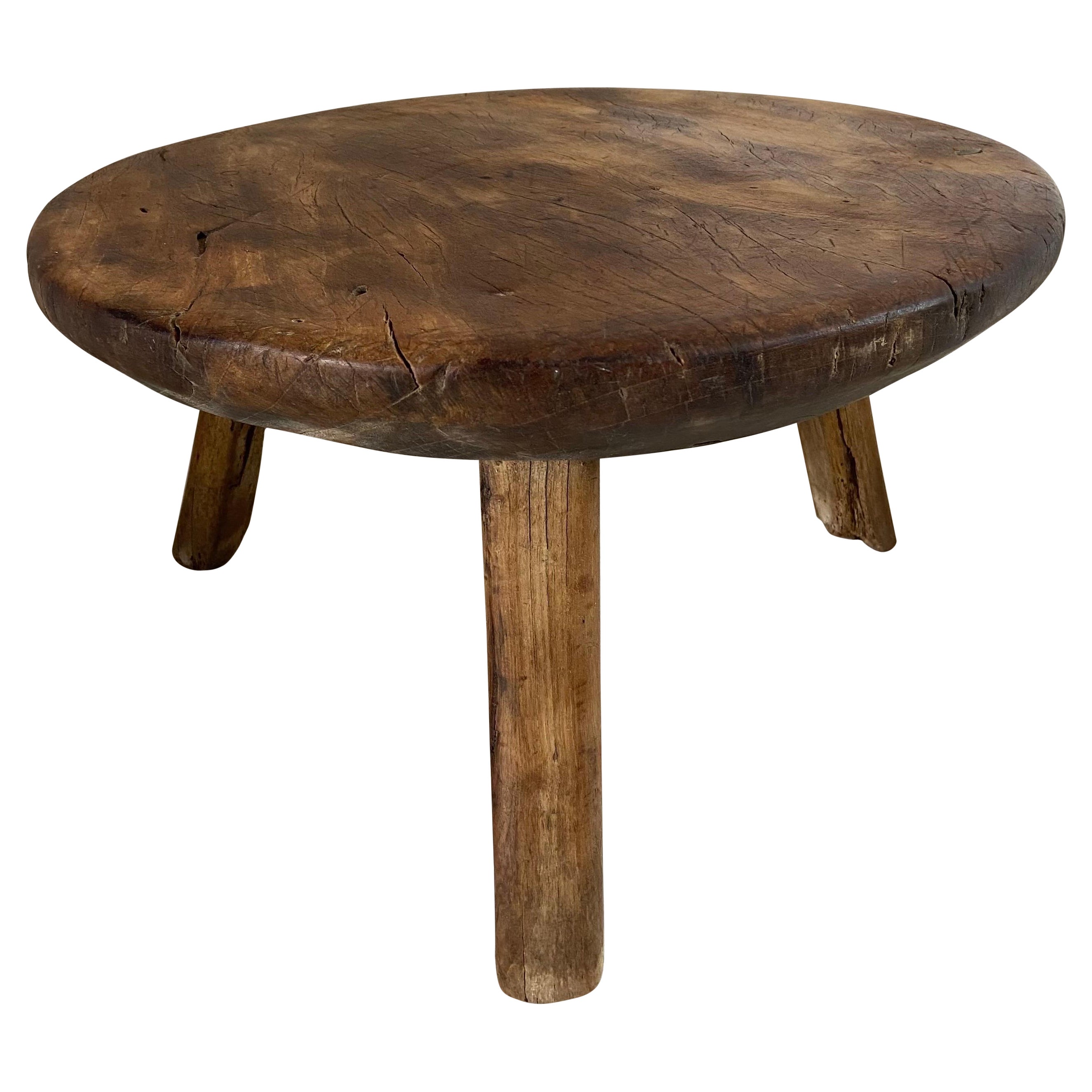 Hand Carved Primitive Low Table from Mexico, circa 1970s For Sale