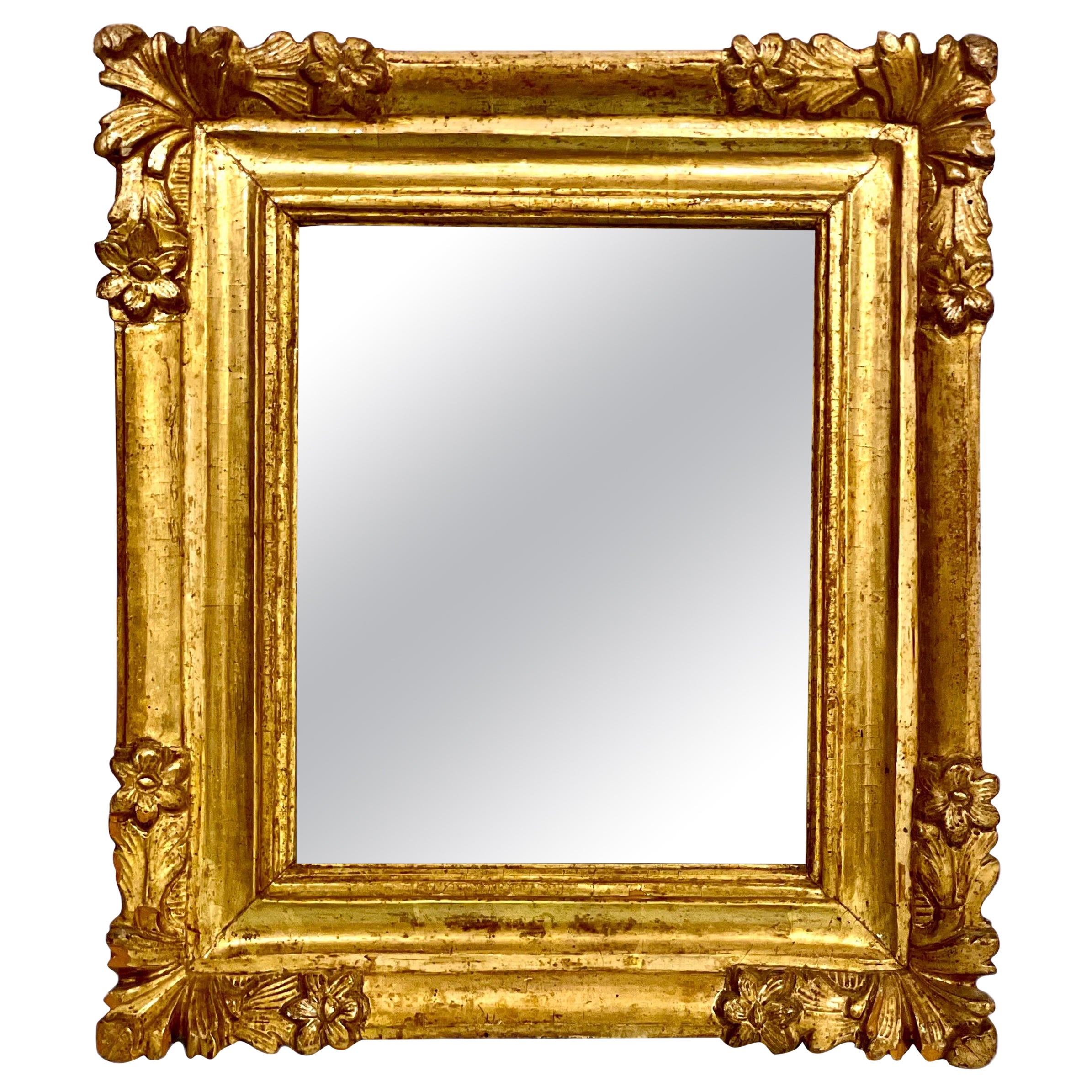 Rectangular Mirror with Acanthus Design on Corners For Sale