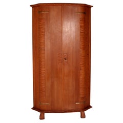 Antique Colli Torino (Est. 1850) Art Nouveau Corner Cabinet Wardrobe Solid Oak 