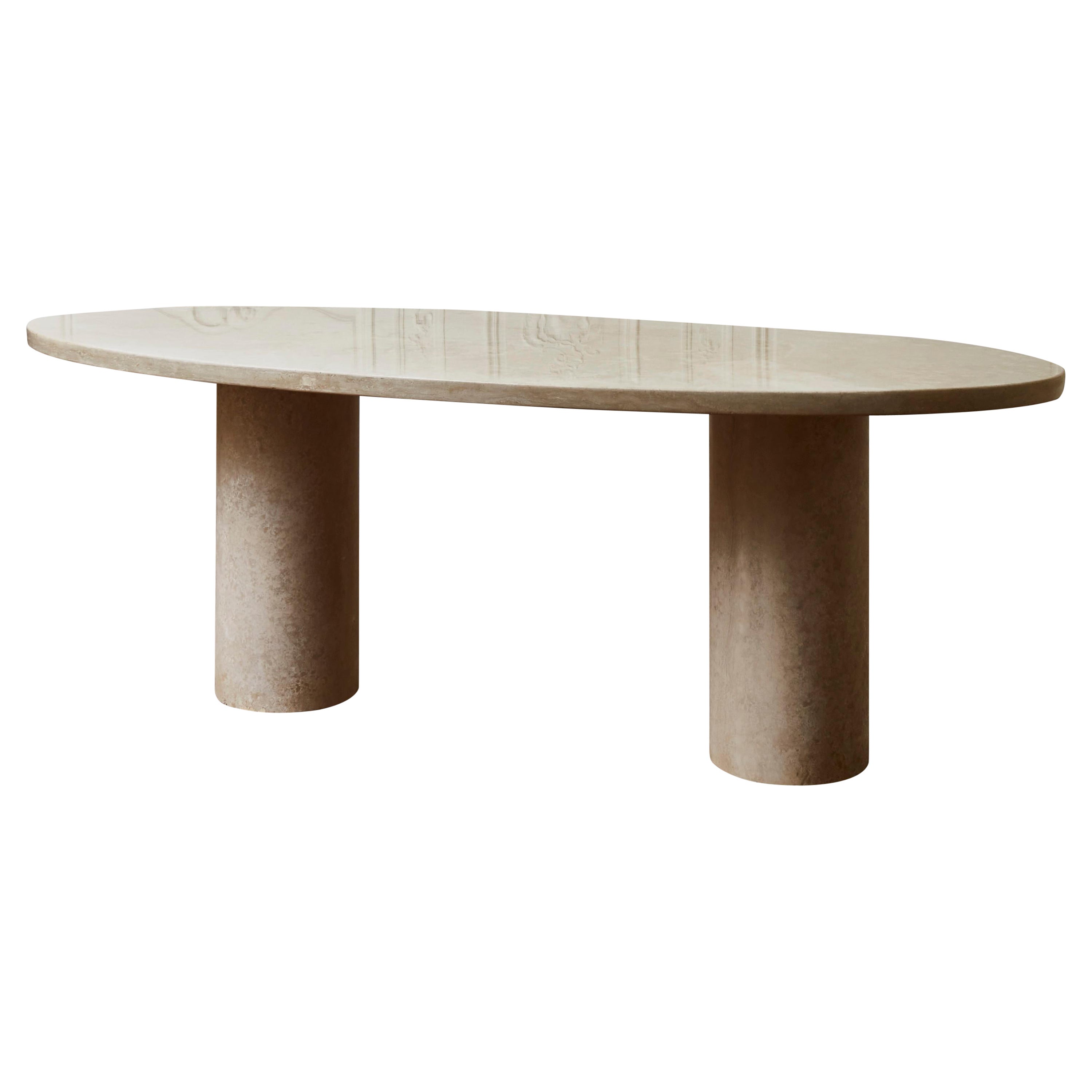 Dining Table in Travertine Stone by Studio Glustin For Sale